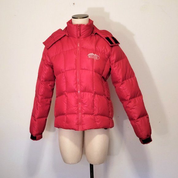 DOWN Jacket RED Montana Mountaineering HOOD Small - Picture 15 of 15